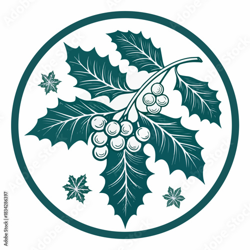 Vector illustration of a sweet ripe grape bunch and green leaves on a grapevine branch