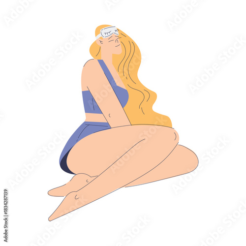 Woman in Pajamas Have Party Enjoy Sleepover Vector Illustration