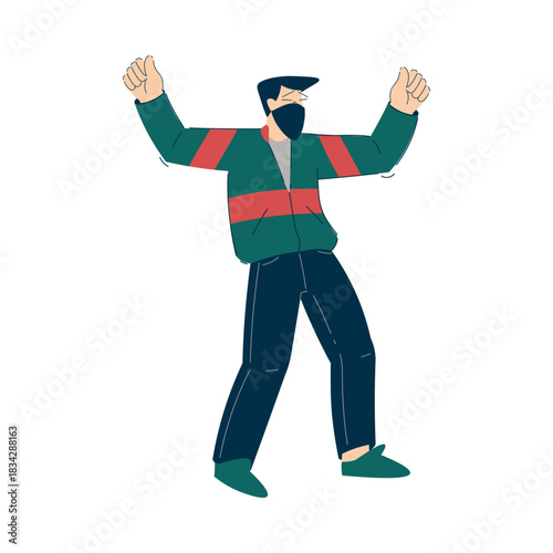Man Character Protesting in Street Participate in Riot Vector Illustration