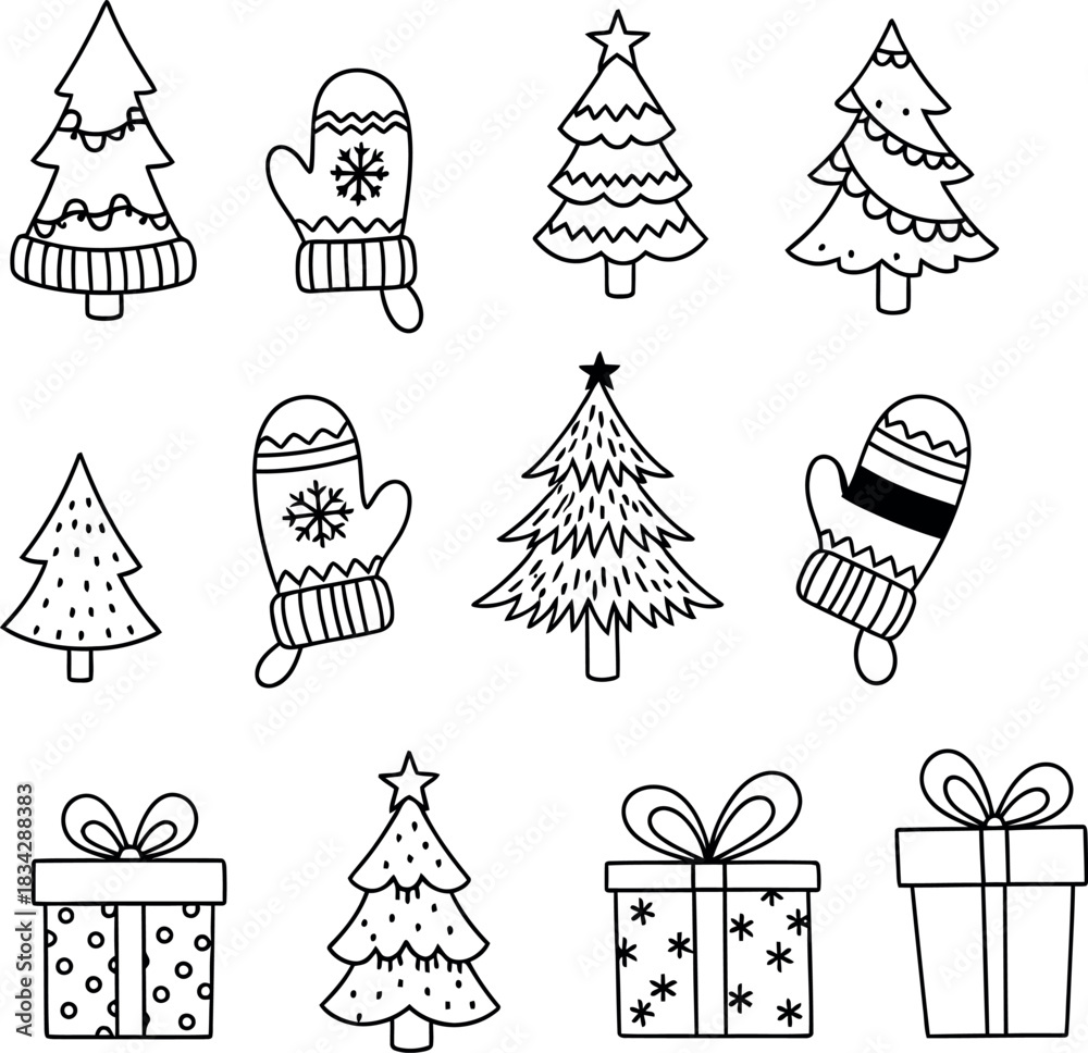 Fototapeta premium Christmas bells with holly berry and ribbon icon isolated on white background, black and white holiday symbol for web design and greeting cards.