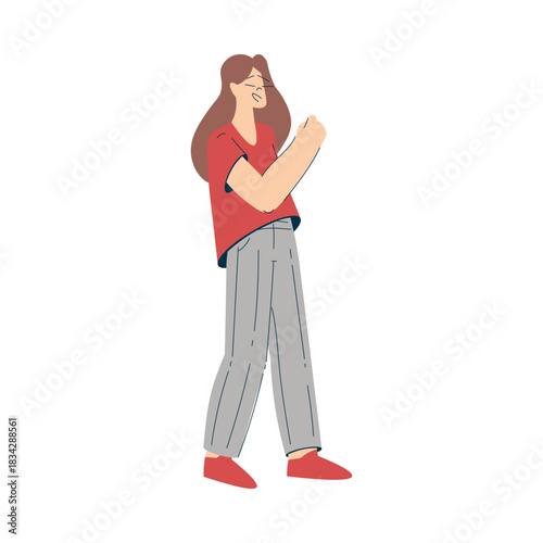 Woman Character Protesting in Street Participate in Riot Vector Illustration