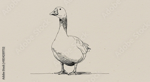 Minimalist sketch of standing goose.