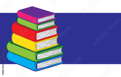 Stack of colorful learning books promoting education and knowledge