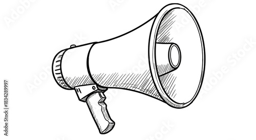 Hand-drawn megaphone sketch illustration.