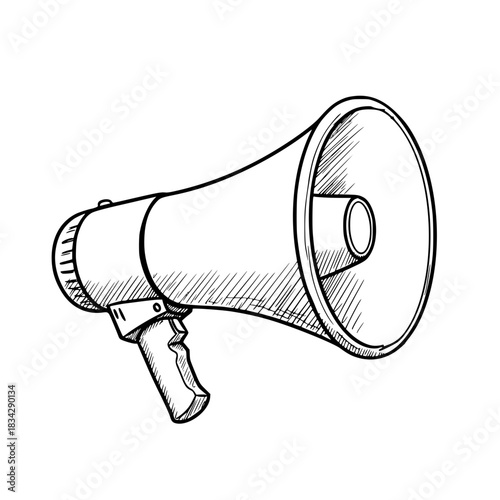 Hand-drawn megaphone sketch illustration.