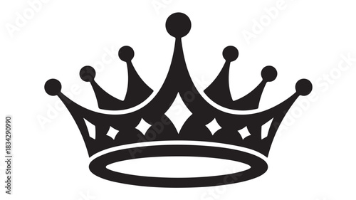 Elegant crown vector illustration simple black glyph design isolated on white background