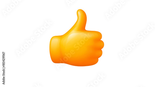 Thumb up emoji yellow hand positive gesture approval satisfaction encouragement digital symbol isolated on transparent background cheerful and friendly expression