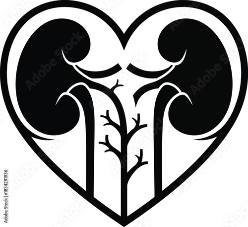 Heart shaped kidneys medical graphic