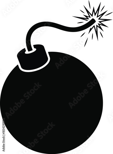 Black round bomb with lit fuse icon