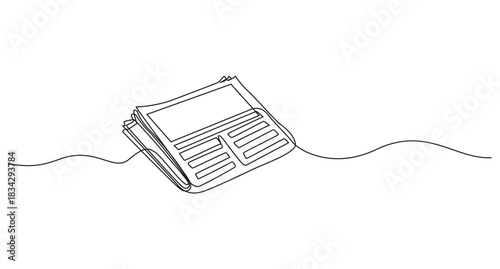 Continuous Line Drawing of a Folded Newspaper,one line drawing Stack of news newspapers,Continuous Line Art of Newspapers and News vector illustration