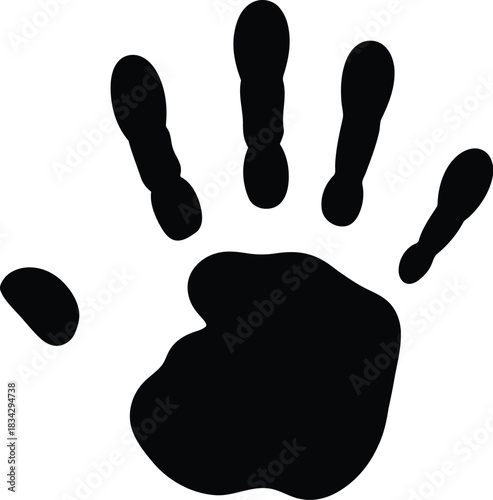 Black handprint silhouette isolated on white background