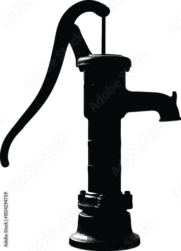 Vintage cast iron water pump silhouette