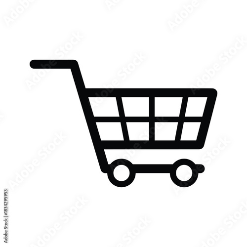 Black shopping cart icon on white background trolley commerce