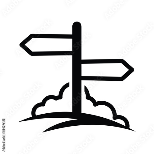 Black silhouette of a directional signpost with two arrows pointing left and right choice