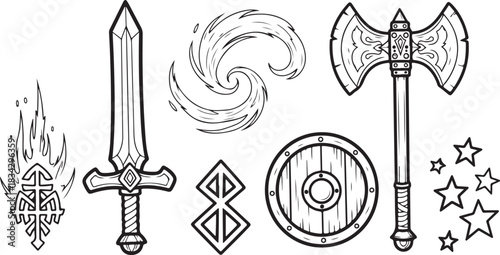 Mythic Armory Collection: Enchanted Weapons, Runes, and Magical Symbols