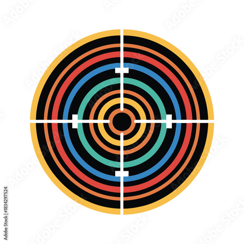 Multicolor target icon with crosshairs for aim and precision