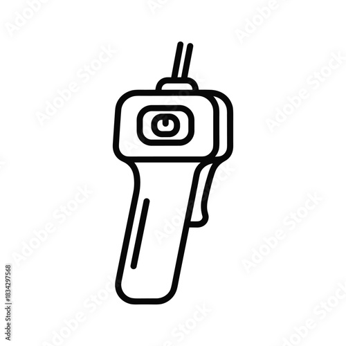 Infrared thermometer gun icon for temperature measurement and health.
