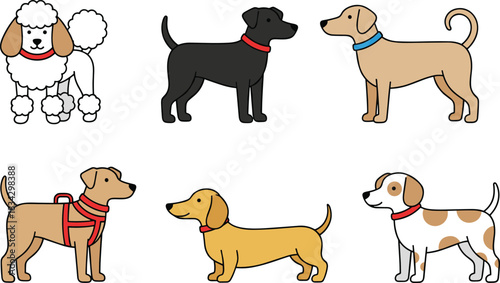 Massive assortment of cute, smiling cartoon animals and high-contrast dog silhouettes, including Dachshund, Boxer, Beagle, and Doberman profiles for graphic design.