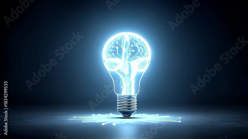 Neural Spark: Illuminated Brain Light Bulb with Digital Glow