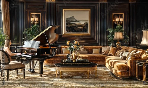 Piano & Plush – Living Room Frame from Opulent Residential Interior Design Showcase Video