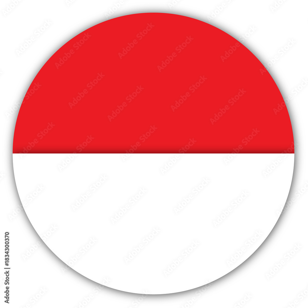 Obraz premium Circular icon representing the national flag of indonesia in red and white isolated on transparent background