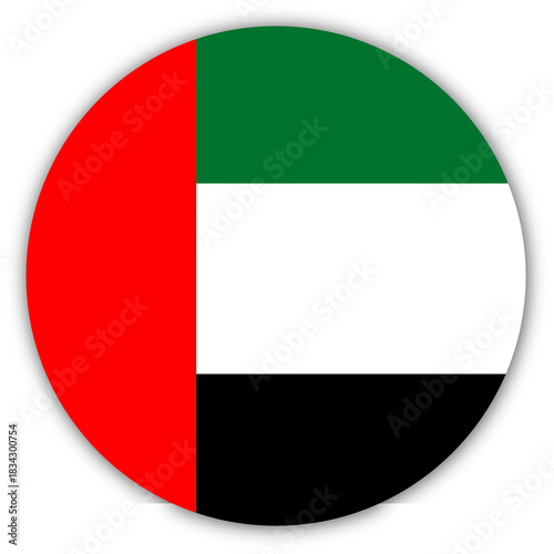Circular icon representing the national flag of the united arab emirates isolated on transparent background