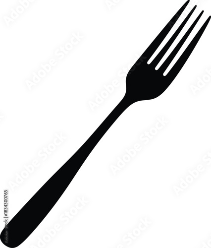 Black fork silhouette on white background