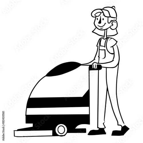 Floor cleaning machine worker stroke