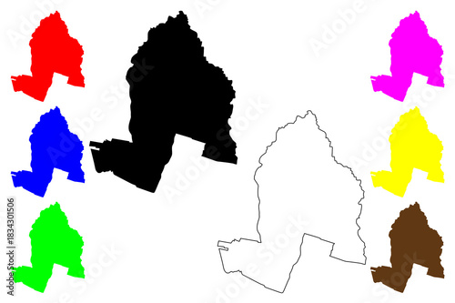 Capiata city (Republic of Paraguay) map vector illustration, scribble sketch Capiatá map