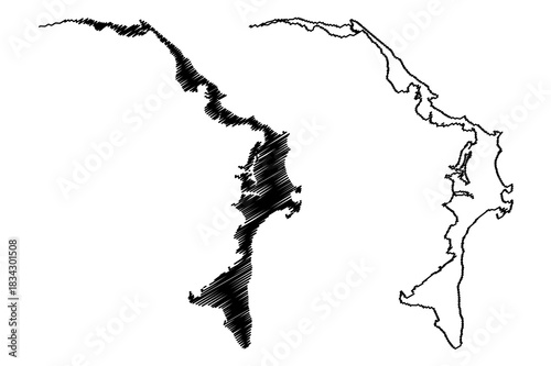 Abaco Islands (Commonwealth of The Bahamas, Cenrtal America) map vector illustration, scribble sketch Great and Little Abaco map