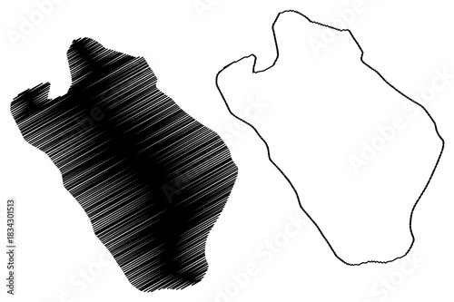 Greely island (Russia, Russian Federation, Franz Josef Land archipelago) map vector illustration, scribble sketch Ostrov Grili map