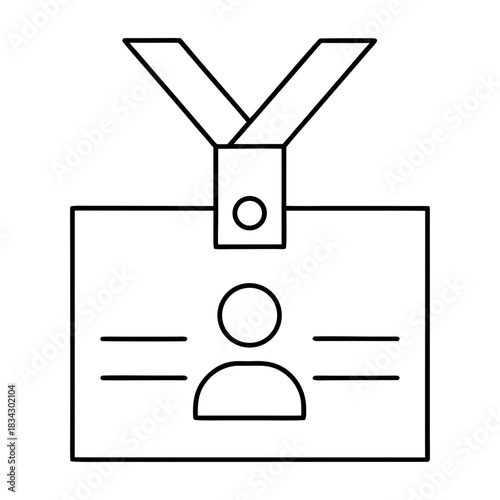 Company ID Badge Outline Vector Illustration Transparent Background