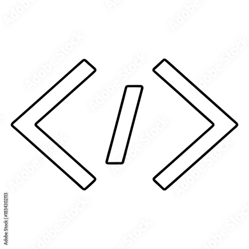 Coding API Tag Outline Vector Illustration Transparent Background