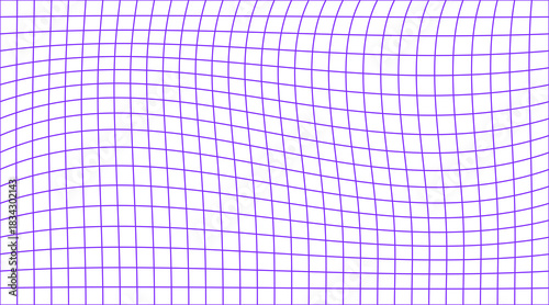 Tableau sur toile Purple warped grid pattern background, abstract wavy line mesh texture
