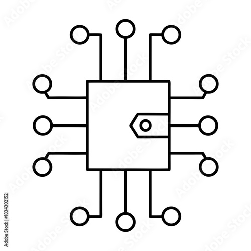 Crypto Wallet Outline Vector Illustration Transparent Background