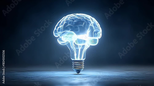 Luminous Neural Spark: Illuminated Brain Bulb Fusion Art