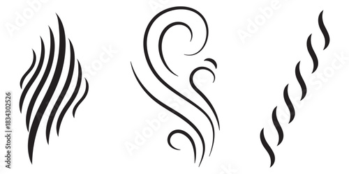 Smoke steam icon set vector. Hit stink, coffee, fragrance flame elements. Smoke smell, steam aroma heat symbol. vector illustration.