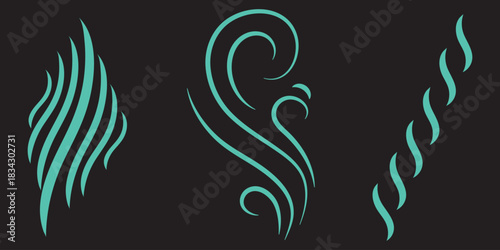 Smoke steam icon set vector. Hit stink, coffee, fragrance flame elements. Smoke smell, steam aroma heat symbol. vector illustration.