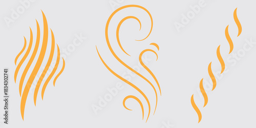 Smoke steam icon set vector. Hit stink, coffee, fragrance flame elements. Smoke smell, steam aroma heat symbol. vector illustration.