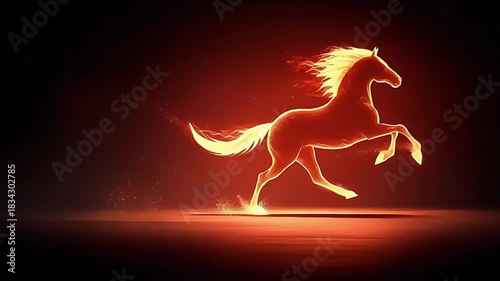 Blazing Steed: Fiery Horse Silhouette in Ember Glow
