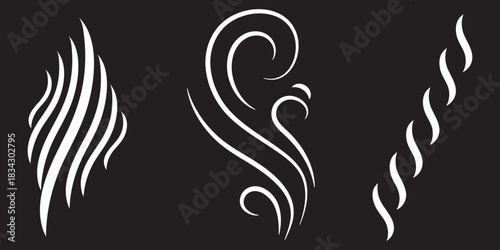 Smoke steam icon set vector. Hit stink, coffee, fragrance flame elements. Smoke smell, steam aroma heat symbol. vector illustration.