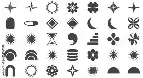 Minimalist Icon Set Abstract Shapes Symbols for Web Design User Interface Elements