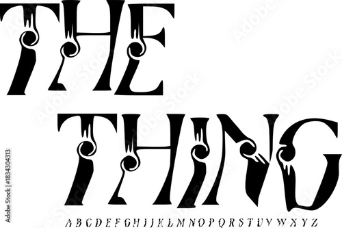 The Thing Horror Drip Font – Creepy Distorted Alphabet Typeface with Melting Ink Style for Scary Posters, Movie Titles & Dark Design