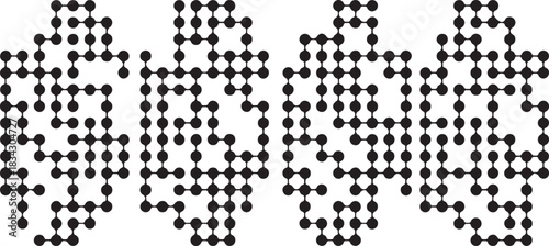 Stylized black and white abstract network pattern, featuring organic interconnected dots for modern digital technology and innovative business concepts