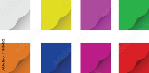Colorful Curled Corner Vector Set Of  Labels and Sticky Note Elements, Paper Sheets