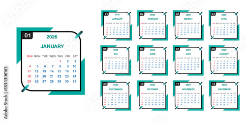  Clean 2026 calendar design with monthly pages and decorative elements