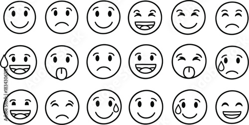 Emotional Face Icons Pack – Crying, Shocked, Worried, and Sad Emoji Expressions for Digital Communication and UI Design