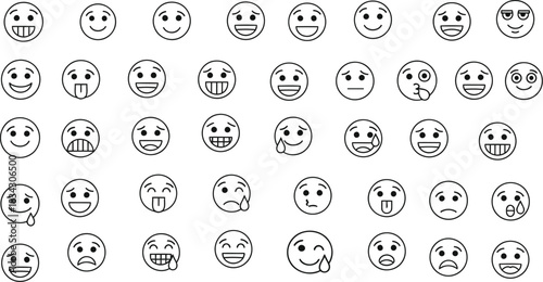 All Emotion Emoji Illustration Set – Vibrant Cartoon Faces Covering Every Mood, From Fun and Silly to Sad and Dramatic for Digital Messaging and Creative Projects