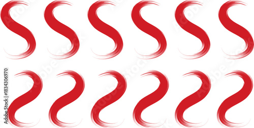 Red Grunge Circle Set, Hand-Painted Round Brush Stroke Icons