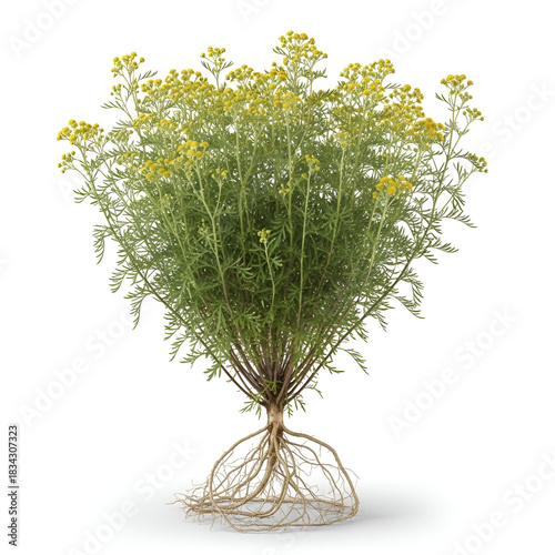 Artemisia Annua Mature Plant with Roots and Yellow Flowers